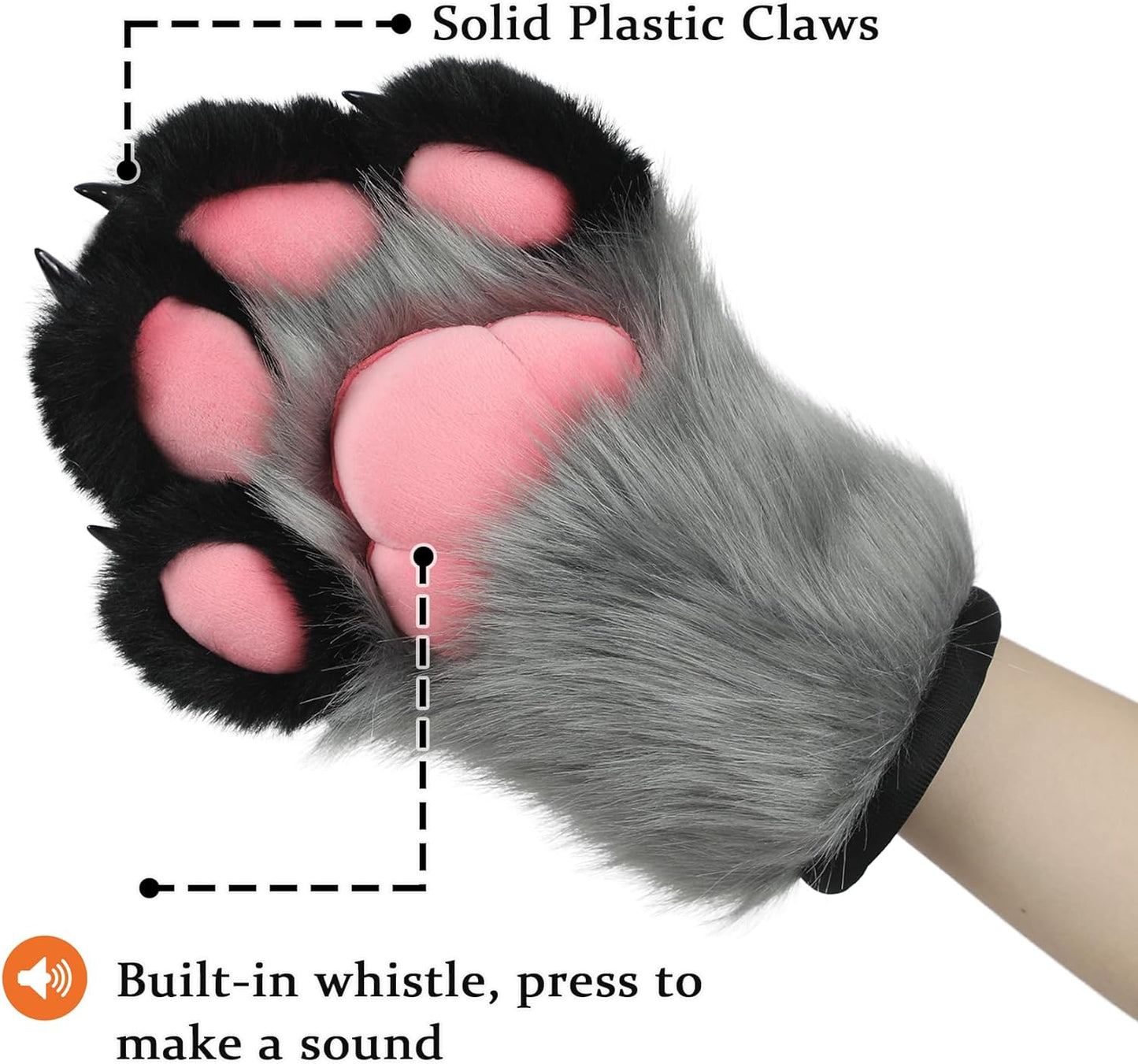 Wolf Fursuit Paws Built-in Whistle